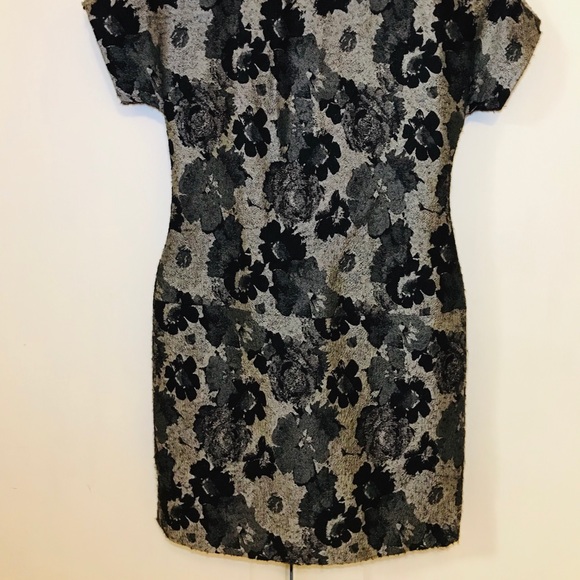 Banana Republic Dress Black Gray Abstract Floral - Picture 2 of 6